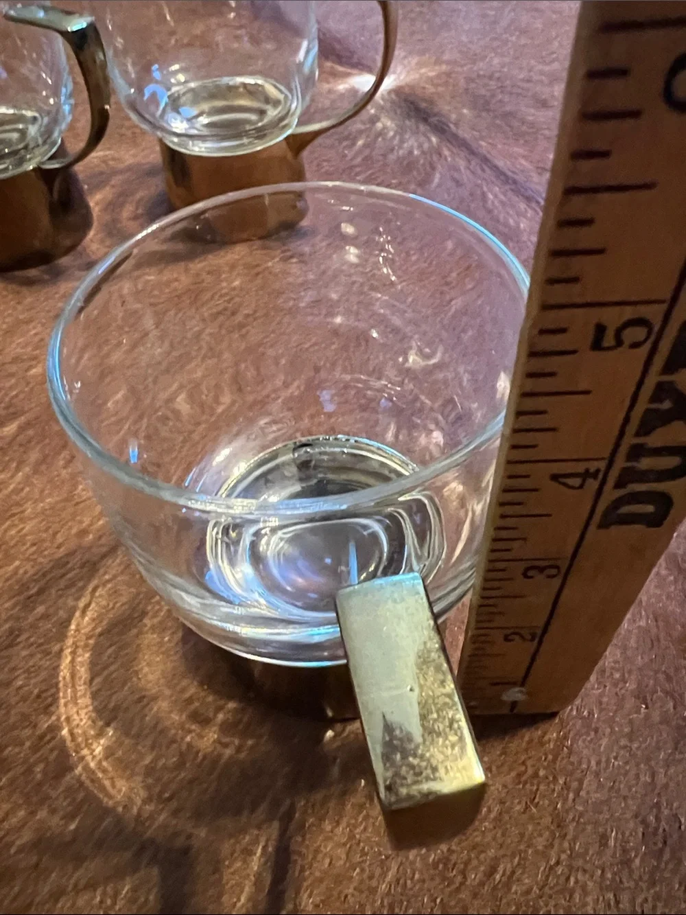 Mid Century MCM Melco Drinking Glass Detachable Handle Zarf Glass 3.75”H